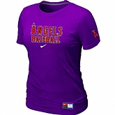 Anaheim Angeles Nike Women's Purple Short Sleeve Practice T-Shirt,baseball caps,new era cap wholesale,wholesale hats