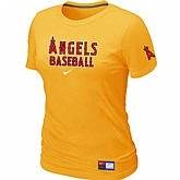 Anaheim Angeles Nike Women's Yellow Short Sleeve Practice T-Shirt,baseball caps,new era cap wholesale,wholesale hats