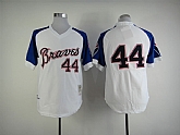 Atlanta Braves #44 Hank Aaron White Throwback Jerseys,baseball caps,new era cap wholesale,wholesale hats