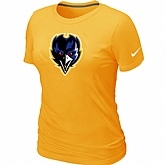 Baltimore Ravens Tean Logo Women's Yellow T-Shirt,baseball caps,new era cap wholesale,wholesale hats