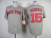 Boston Red Sox #15 Dustin Pedroia 2014 Road Cool Base Gray Jerseys,baseball caps,new era cap wholesale,wholesale hats