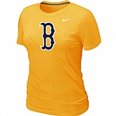 Boston Red Sox Heathered Nike Yellow Blended Women's T-Shirt,baseball caps,new era cap wholesale,wholesale hats