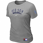 Boston Red Sox Nike Women's L.Grey Short Sleeve Practice T-Shirt,baseball caps,new era cap wholesale,wholesale hats