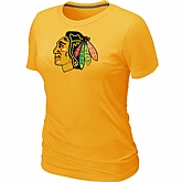 Chicago Blackhawks Big & Tall Women's Yellow Logo T-Shirt,baseball caps,new era cap wholesale,wholesale hats