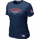 Chicago Cubs Nike Women's D.Blue Short Sleeve Practice T-Shirt,baseball caps,new era cap wholesale,wholesale hats