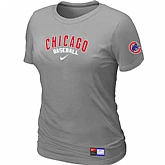 Chicago Cubs Nike Women's L.Grey Short Sleeve Practice T-Shirt,baseball caps,new era cap wholesale,wholesale hats