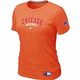 Chicago Cubs Nike Women's Orange Short Sleeve Practice T-Shirt,baseball caps,new era cap wholesale,wholesale hats