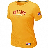Chicago Cubs Nike Women's Yellow Short Sleeve Practice T-Shirt,baseball caps,new era cap wholesale,wholesale hats