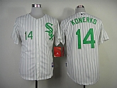 Chicago White Sox #14 Paul Konerko White With Green Pinstripe Jerseys,baseball caps,new era cap wholesale,wholesale hats