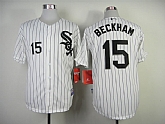 Chicago White Sox #15 Gordon Beckham White With Black Pinstripe Jerseys,baseball caps,new era cap wholesale,wholesale hats