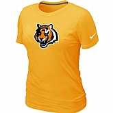 Cincinnati Bengals Tean Logo Women's Yellow T-Shirt,baseball caps,new era cap wholesale,wholesale hats