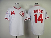 Cincinnati Reds #14 Pete Rose White Throwback Jerseys,baseball caps,new era cap wholesale,wholesale hats