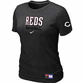 Cincinnati Reds Nike Women's Black Short Sleeve Practice T-Shirt,baseball caps,new era cap wholesale,wholesale hats