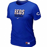 Cincinnati Reds Nike Women's Blue Short Sleeve Practice T-Shirt,baseball caps,new era cap wholesale,wholesale hats