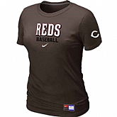 Cincinnati Reds Nike Women's Brown Short Sleeve Practice T-Shirt,baseball caps,new era cap wholesale,wholesale hats