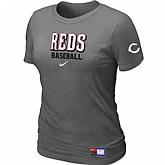 Cincinnati Reds Nike Women's D.Grey Short Sleeve Practice T-Shirt,baseball caps,new era cap wholesale,wholesale hats