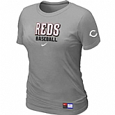 Cincinnati Reds Nike Women's L.Grey Short Sleeve Practice T-Shirt,baseball caps,new era cap wholesale,wholesale hats
