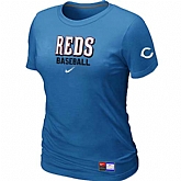 Cincinnati Reds Nike Women's L.blue Short Sleeve Practice T-Shirt,baseball caps,new era cap wholesale,wholesale hats
