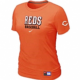 Cincinnati Reds Nike Women's Orange Short Sleeve Practice T-Shirt,baseball caps,new era cap wholesale,wholesale hats