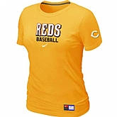 Cincinnati Reds Nike Women's Yellow Short Sleeve Practice T-Shirt,baseball caps,new era cap wholesale,wholesale hats