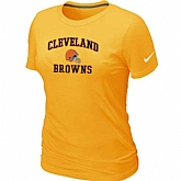 Cleveland Browns Women's Heart & Soul Yellow T-Shirt,baseball caps,new era cap wholesale,wholesale hats