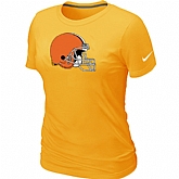 Cleveland Browns Yellow Women's Logo T-Shirt,baseball caps,new era cap wholesale,wholesale hats