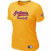 Cleveland Indians Yellow Nike Women's Short Sleeve Practice T-Shirt,baseball caps,new era cap wholesale,wholesale hats
