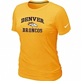 Denver Broncos Women's Heart & Soul Yellow T-Shirt,baseball caps,new era cap wholesale,wholesale hats