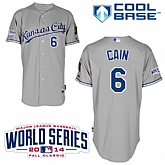 Kansas City Royals #6 Cain 2014 World Series Patch Gray Jerseys,baseball caps,new era cap wholesale,wholesale hats