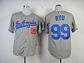Los Angeles Dodgers #99 Hyun-Jin Ryu Gray Jerseys,baseball caps,new era cap wholesale,wholesale hats