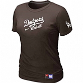 Los Angeles Dodgers Nike Women's Brown Short Sleeve Practice T-Shirt,baseball caps,new era cap wholesale,wholesale hats