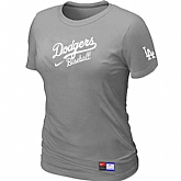 Los Angeles Dodgers Nike Women's L.Grey Short Sleeve Practice T-Shirt,baseball caps,new era cap wholesale,wholesale hats