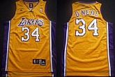 Los Angeles Lakers #34 Shaquille Oneal Yellow Swingman Jerseys,baseball caps,new era cap wholesale,wholesale hats