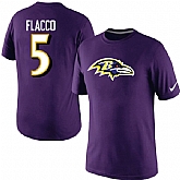 Men Nike Baltimore Ravens 5 Flacco Name x26 Number T-Shirt Purple,baseball caps,new era cap wholesale,wholesale hats