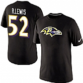 Men Nike Baltimore Ravens 52 R.Lewis Name x26 Number T-Shirt Black,baseball caps,new era cap wholesale,wholesale hats