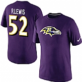 Men Nike Baltimore Ravens 52 R.Lewis Name x26 Number T-Shirt Purple,baseball caps,new era cap wholesale,wholesale hats