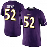 Men Nike Baltimore Ravens 52 R.Lewis Pride Name x26 Number T-Shirt Purple,baseball caps,new era cap wholesale,wholesale hats