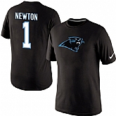 Men Nike Carolina Panthers 1 Cam Newton Name x26 Number T-Shirt Black,baseball caps,new era cap wholesale,wholesale hats