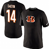 Men Nike Cincinnati Bengals 14 Andy Dalton Name x26 Number T-Shirt Black,baseball caps,new era cap wholesale,wholesale hats