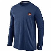 Men Nike Cincinnati Bengals Logo Long Sleeve T-Shirt D.Blue,baseball caps,new era cap wholesale,wholesale hats