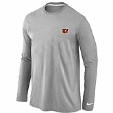 Men Nike Cincinnati Bengals Logo Long Sleeve T-Shirt Gray,baseball caps,new era cap wholesale,wholesale hats