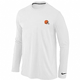 Men Nike Cleveland Browns Sideline Legend Authentic Logo Long Sleeve T-Shirt White,baseball caps,new era cap wholesale,wholesale hats