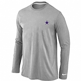 Men Nike Dallas Cowboys Logo Long Sleeve T-Shirt Gray,baseball caps,new era cap wholesale,wholesale hats