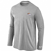 Men Nike Denver Broncos Logo Long Sleeve T-Shirt Gray,baseball caps,new era cap wholesale,wholesale hats