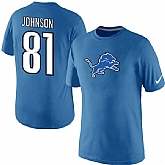 Men Nike Detroit Lions 81 Calvin Johnson Name x26 Number T-Shirt Blue,baseball caps,new era cap wholesale,wholesale hats