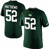 Men Nike Green Bay Packers 52 Clay Matthews Name x26 Number T-Shirt Green,baseball caps,new era cap wholesale,wholesale hats