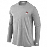 Men Nike Kansas City Chiefs Logo Long Sleeve T-Shirt Gray,baseball caps,new era cap wholesale,wholesale hats