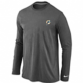 Men Nike Miami Dolphins Sideline Legend Authentic Logo Long Sleeve T-Shirt D.Gray,baseball caps,new era cap wholesale,wholesale hats