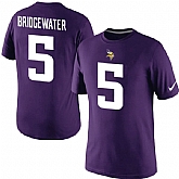 Men Nike Minnesota Vikings 5 Teddy Bridgewater Player Pride Name x26 Number T-Shirt Purple,baseball caps,new era cap wholesale,wholesale hats