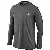 Men Nike Minnesota Vikings Logo Long Sleeve T-Shirt D.Gray,baseball caps,new era cap wholesale,wholesale hats